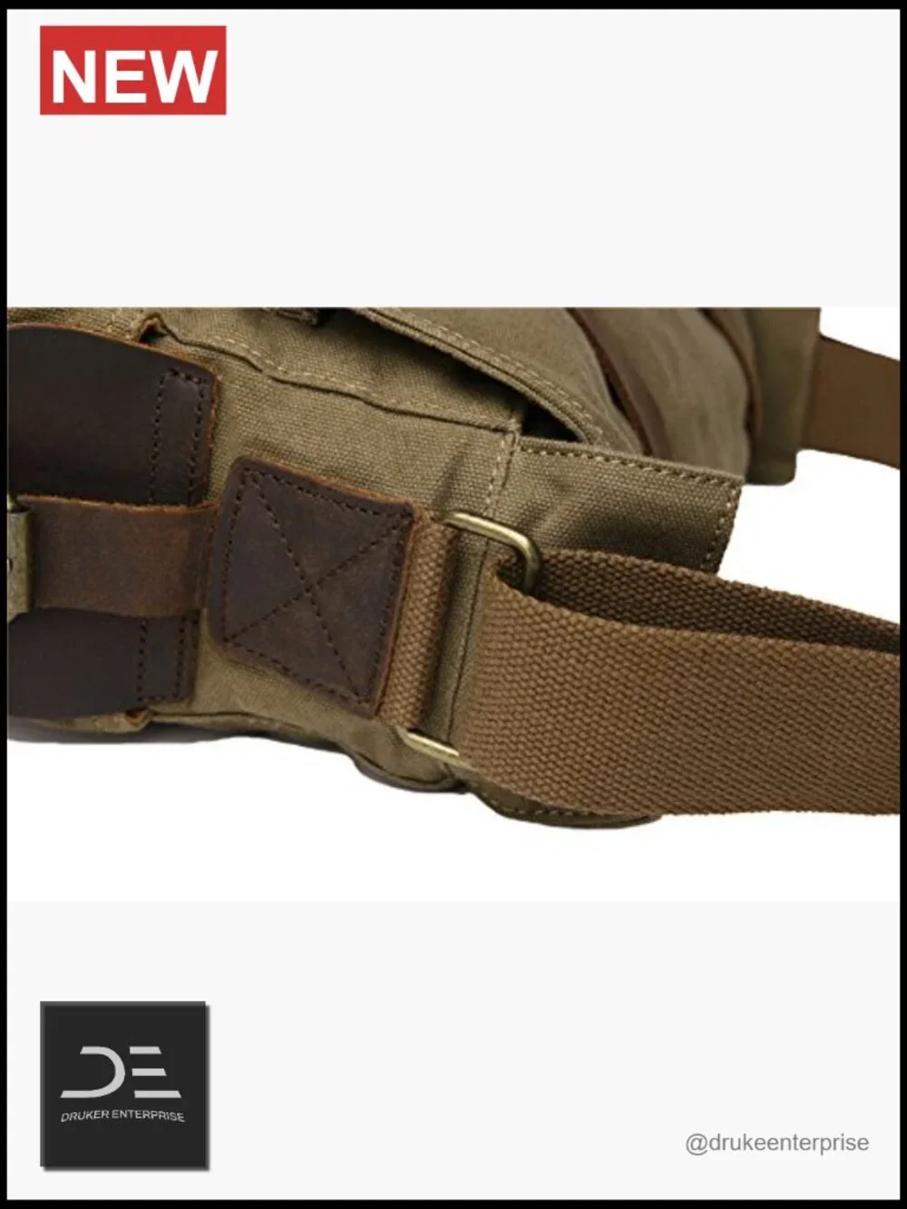 Vintage Military Canvas Leather Messenger Laptop Bag 17 inch